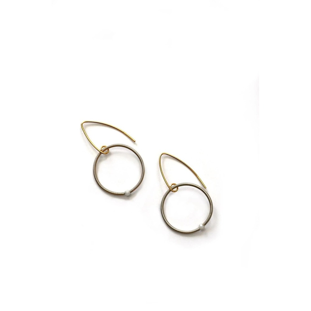 Moonstone Bead & Champagne Piano‎ Wire Earrings